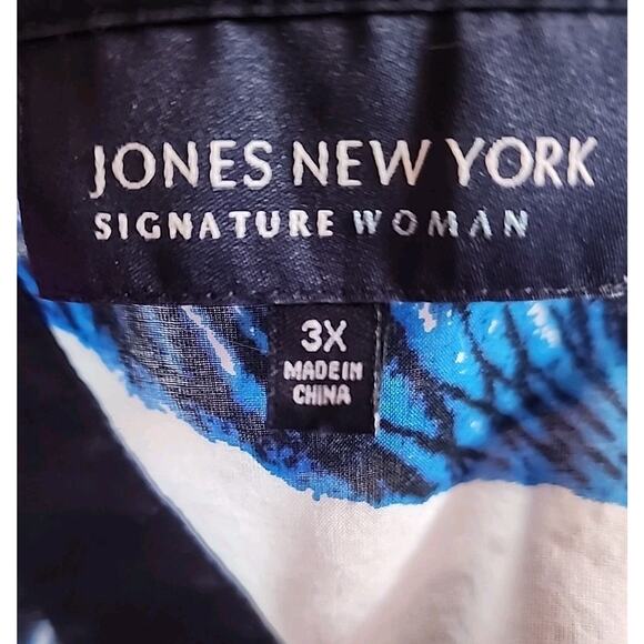 Jones New York Signature Women's Plus Size 3X Top Sheer Lightweight Blue Feather - Picture 2 of 14